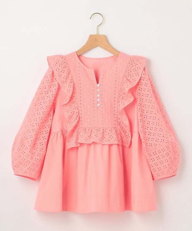 組曲 【WEB限定色あり】レースコンビシャーティング ブラウス ピンク系