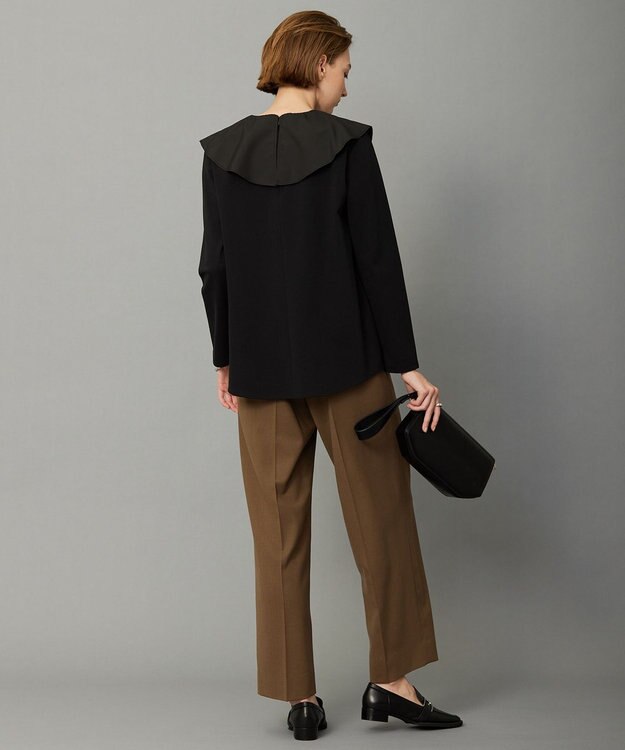 ICB L 【洗える】ハイゲージポンチ ラッフルカラープルオーバー ブラック系