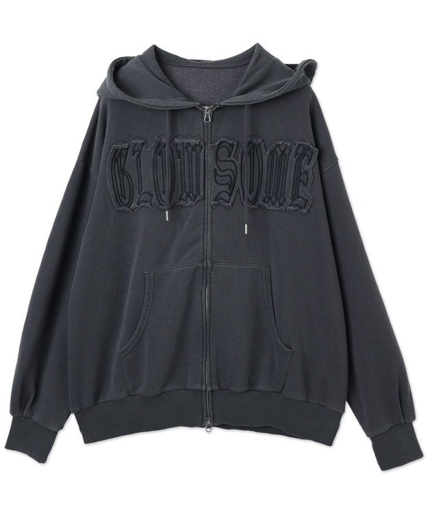 WEGO ヴィンテージウォッシュパッチワークBIGZIPパーカー ネイビー