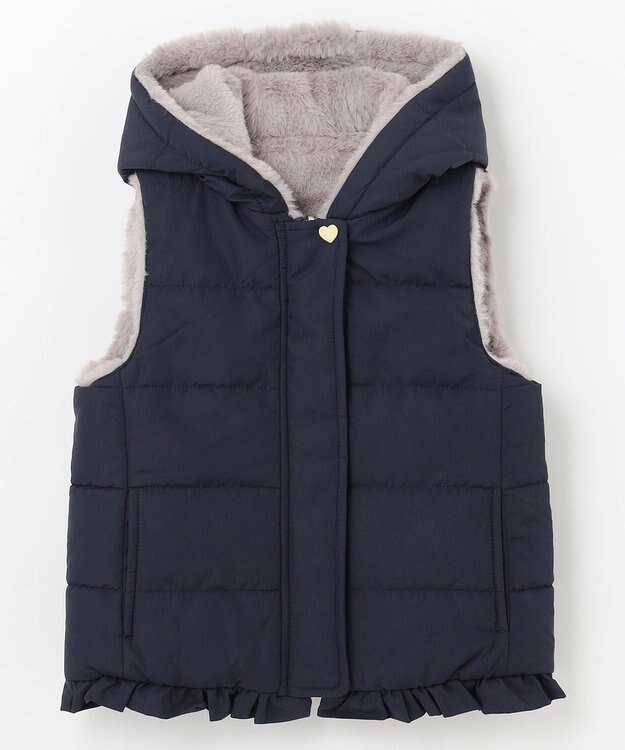 ANY KIDS ボア リバーシブル ベスト ネイビー×グレージュ