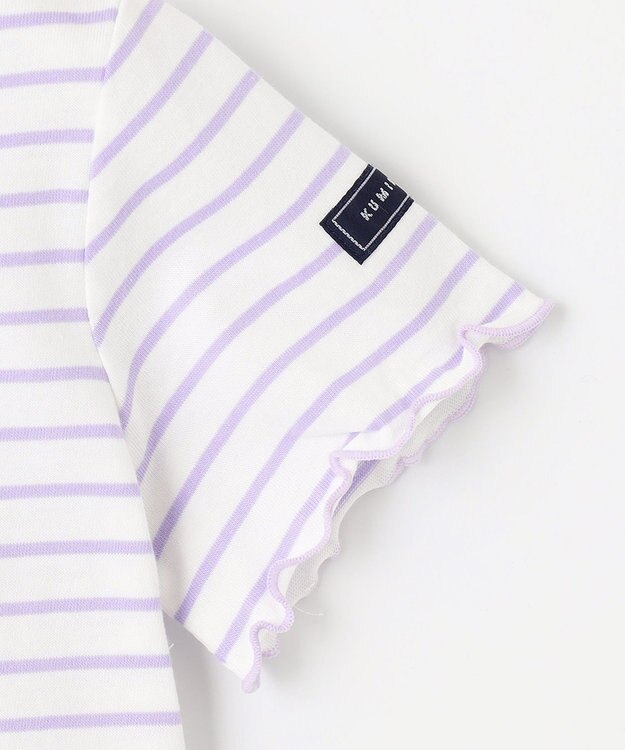 組曲 KIDS 【110-140㎝】半袖ボーダー Tシャツ ラベンダー×オフホワイト