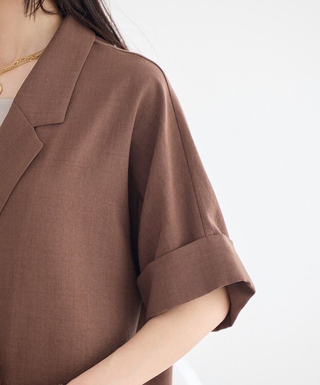 earth music&ecology 【セットアップ対応】リネンライクダブルジャケット Brown