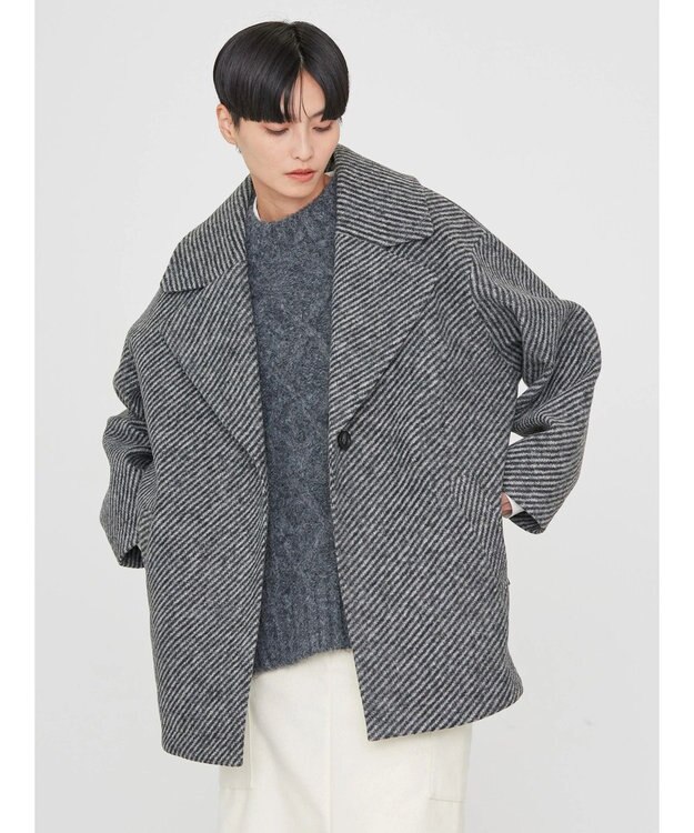 AMERICAN HOLIC ツイードライクコクーンミディコート Gray