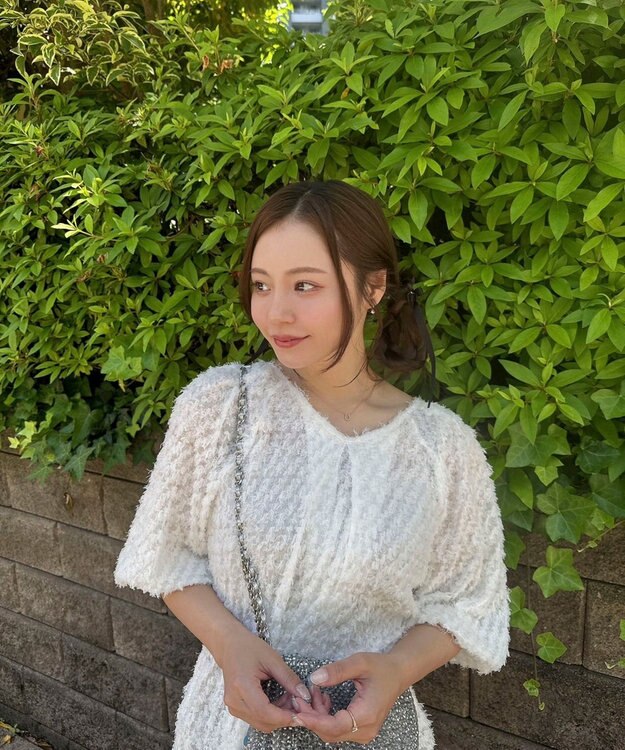 Green Parks AnriettMusee カットジャガードタックブラウス Ivory