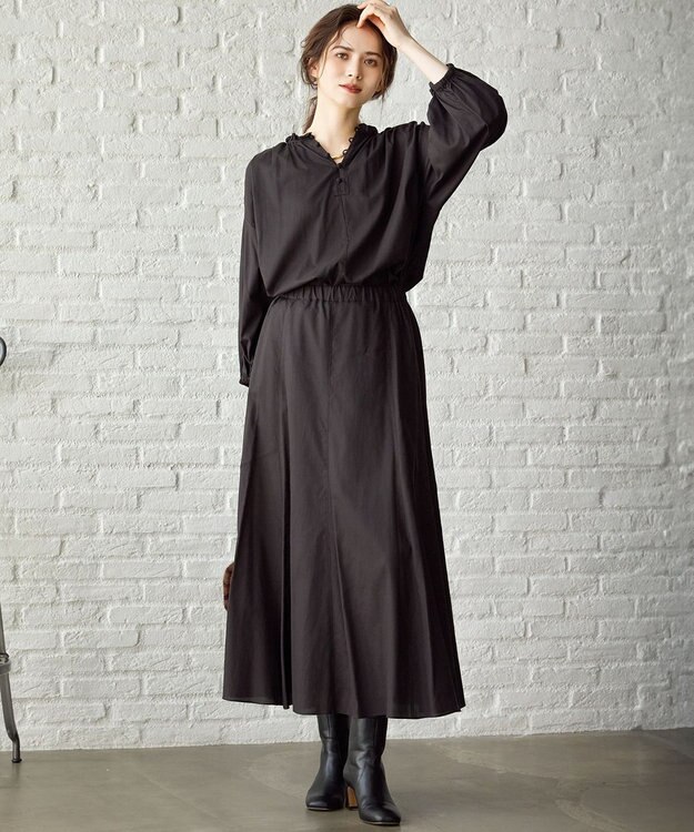 23区 【SLOW/一部店舗限定】テンセルコットンジョーゼット フレア スカート グレー系