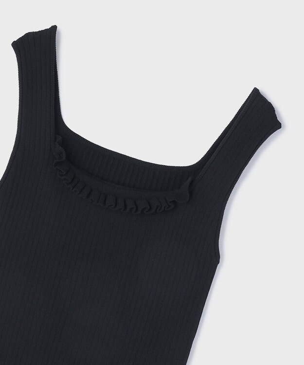 GRACE CONTINENTAL リブフリルニットトップ ブラック