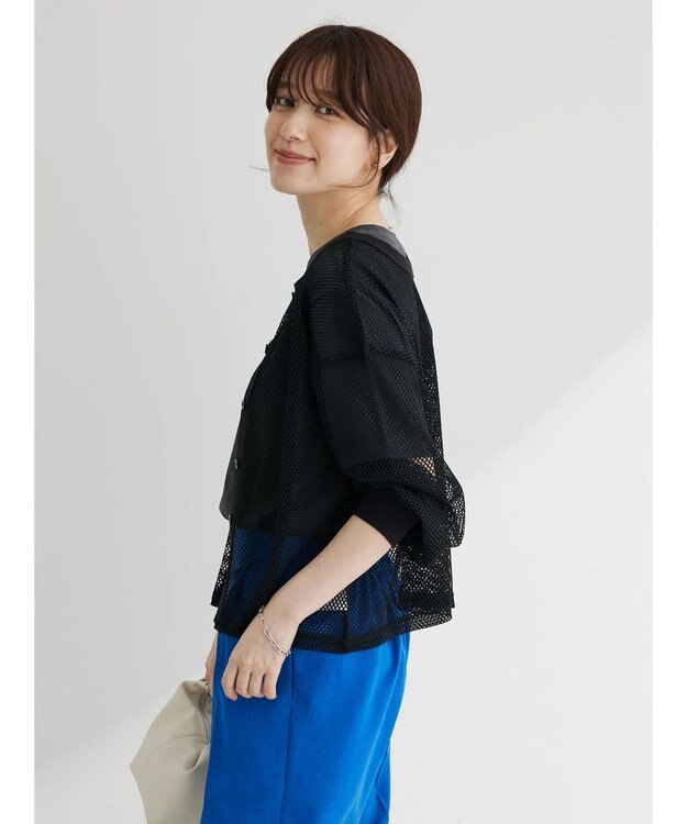 Green Parks ・ＥＬＥＮＣＡＲＥ　ＤＵＥ　２ｗａｙメッシュカーディガン Black