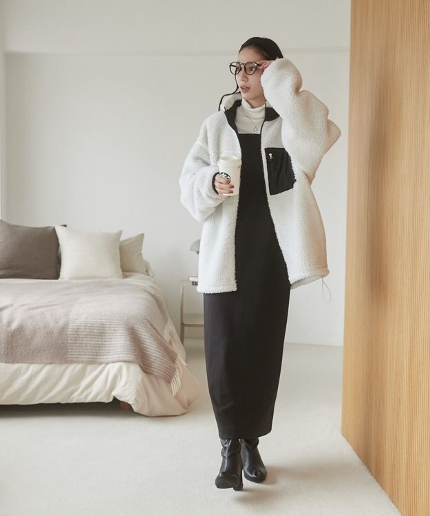 WEGO 【ユニセックス着用ITEM/SMLサイズ展開】ボアブルゾン オフホワイト