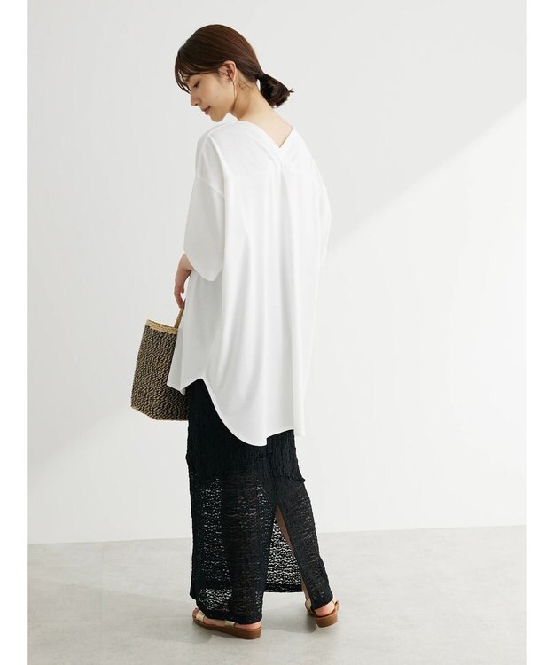 Green Parks 接触冷感バックカシュクールチュニック Off White