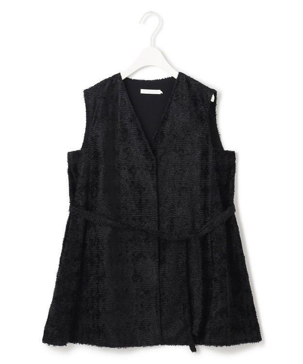 ICB ダイヤカットジャカードブラウス ブラック系