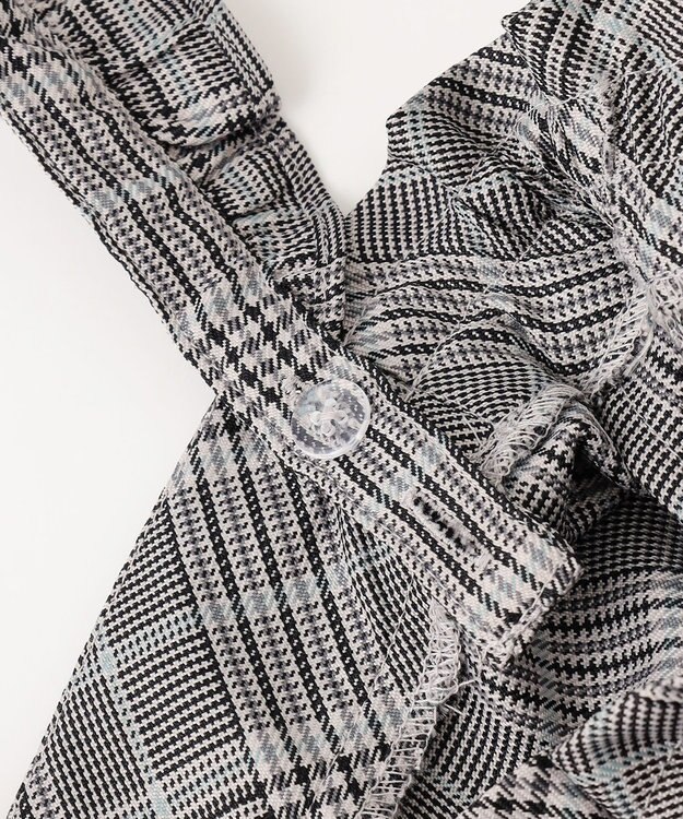 ANY KIDS フリル チェック サロペット ブラック系チェック