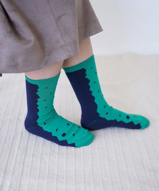 nitorito 【UNISEX】米沢オリジナル柄 mountain&moon 靴下 navy