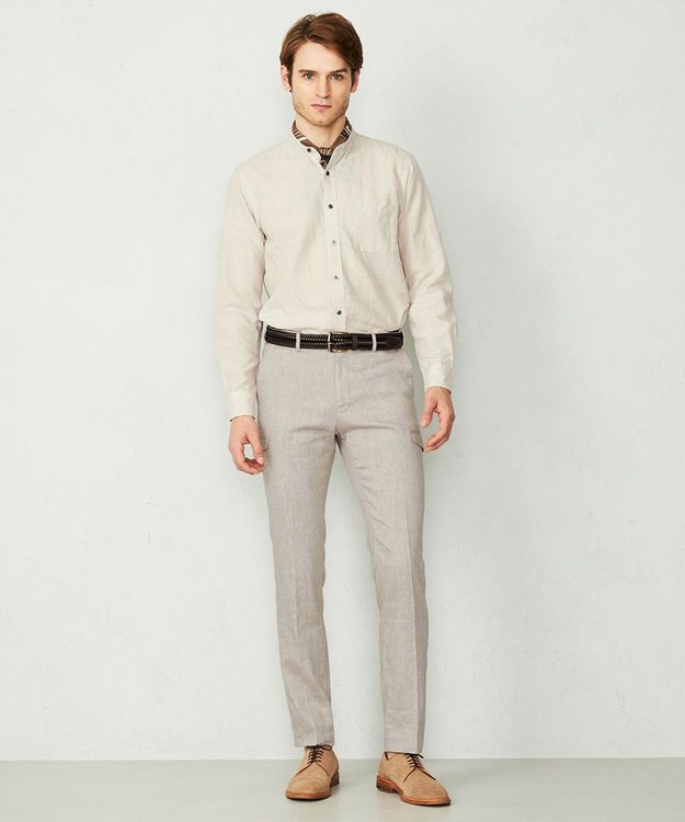 JOSEPH ABBOUD 【予約受注生産】リヨセルリネンシャンブレー パンツ ベージュ系