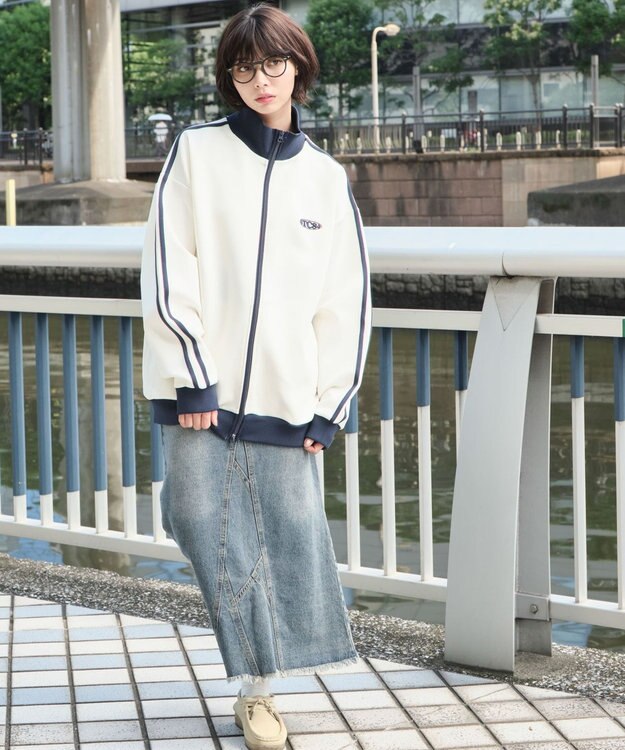 WEGO 【ユニセックス着用ITEM】ライントラックジャケット オフホワイト