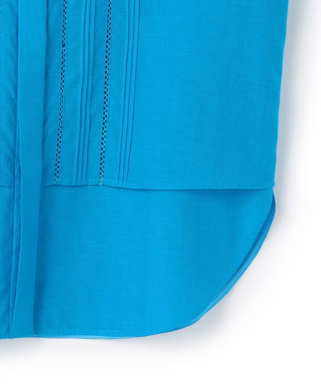 ICB L 【先行予約】リネンスラブローン バンドカラーデザインシャツ ターコイズ