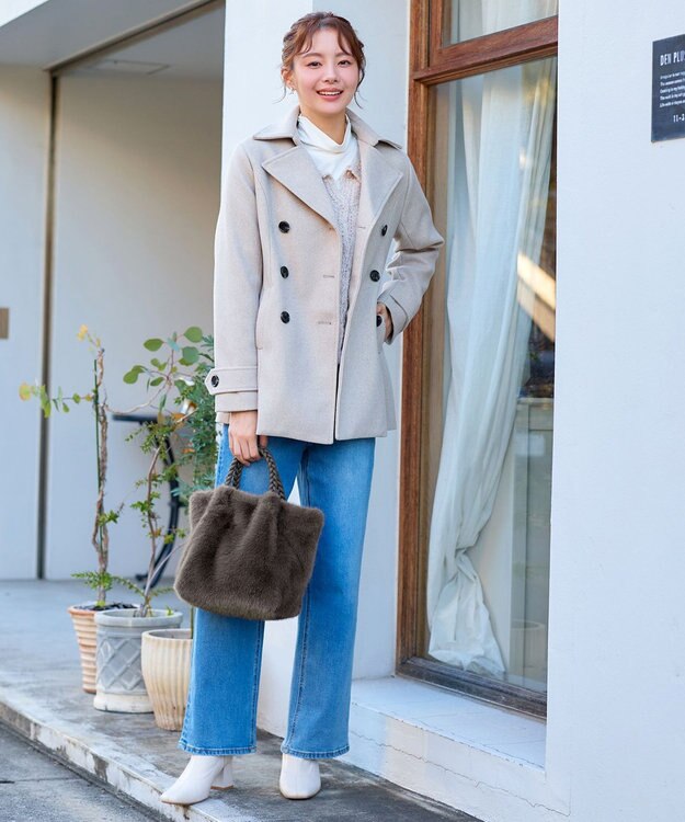 Tiaclasse 三つ編みハンドルファーバッグ ブラウン