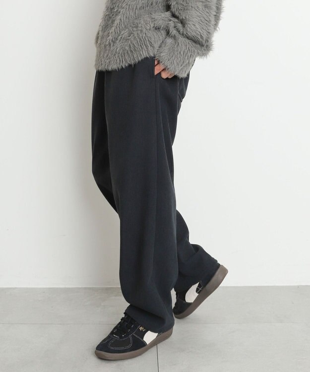 WEGO 【暖パンツ/SMLサイズ展開】裏ベロアシェフパンツ ブラック中濃色