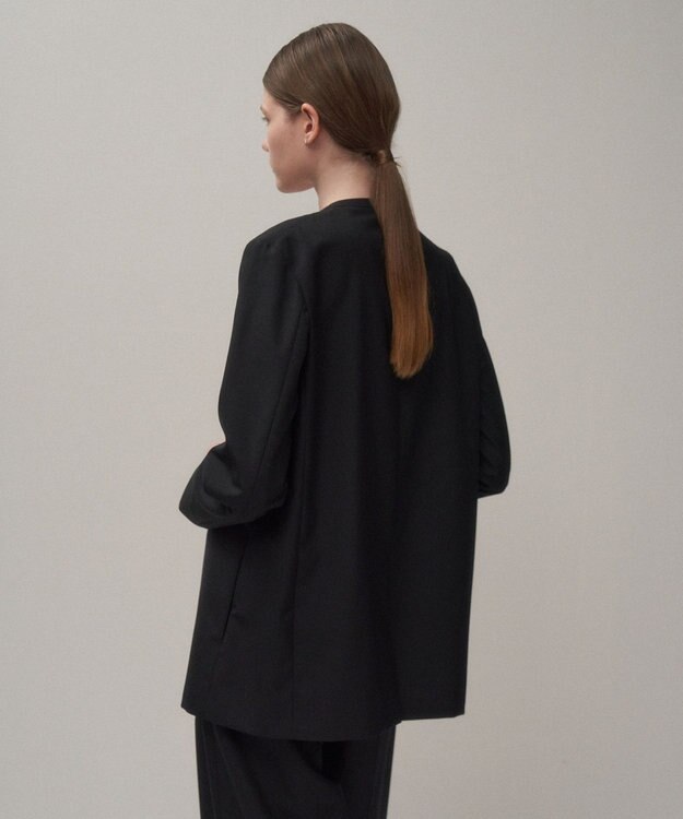 ATON WOOL TROPICAL | ノーカラージャケット BLACK