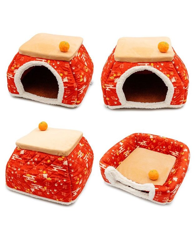 PET PARADISE ペットパラダイス こたつ ハウス 《千鳥柄》 Ｌ レッド