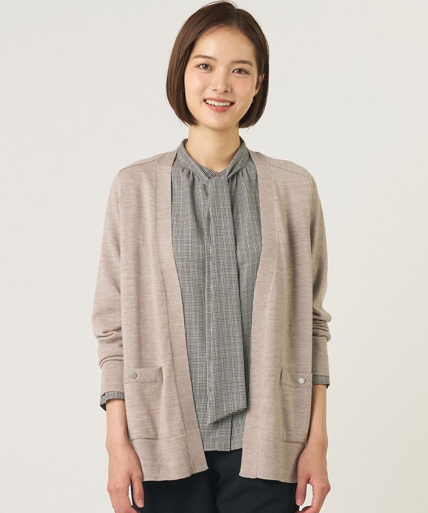 J.PRESS LADIES 【人気定番アイテム・着丈選べる】KNIT BASIC ロング カーディガン ベージュ系