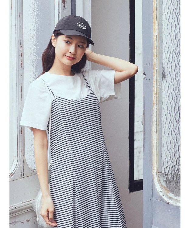 earth music&ecology チェックキャミワンピース Check Black