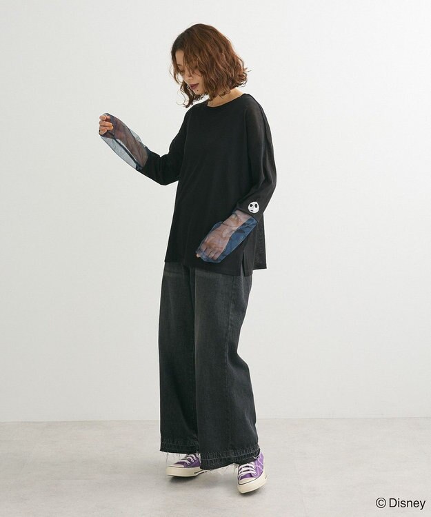 Green Parks ナイトメア／袖シアーＴシャツ Black