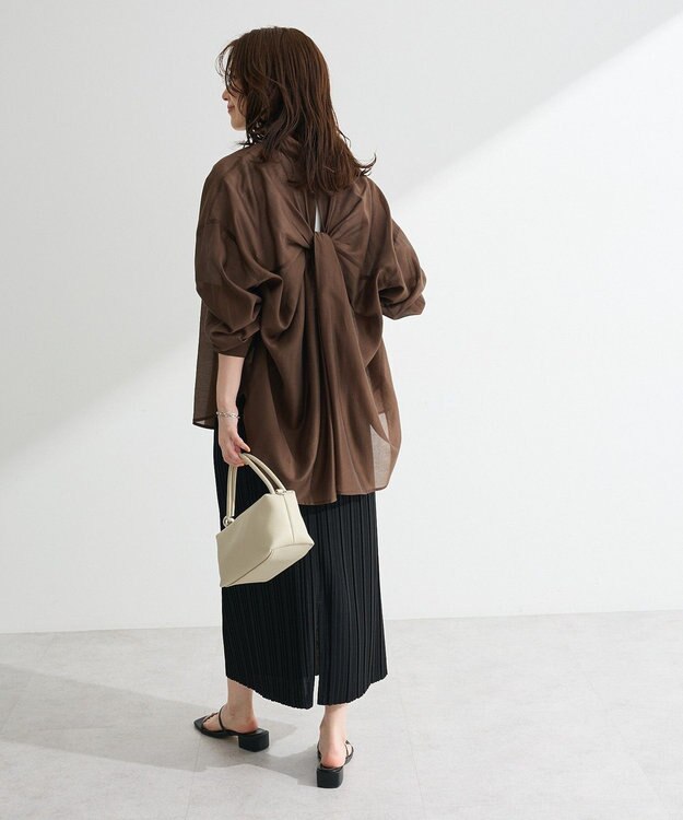 Green Parks バックツイストシアーシャツ Brown