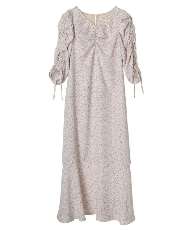 earth music&ecology 袖ドロストフラワーワンピース Pink