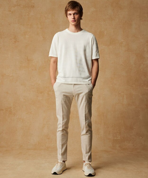 JOSEPH ABBOUD 【エコ素材/軽量/通気性/速乾性】ペーパーヤーンニット Ｔシャツ ホワイト系
