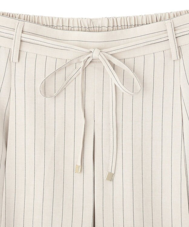 earth music&ecology 【セットアップ対応】ウエストリボンバミューダパンツ Stripe Ivory