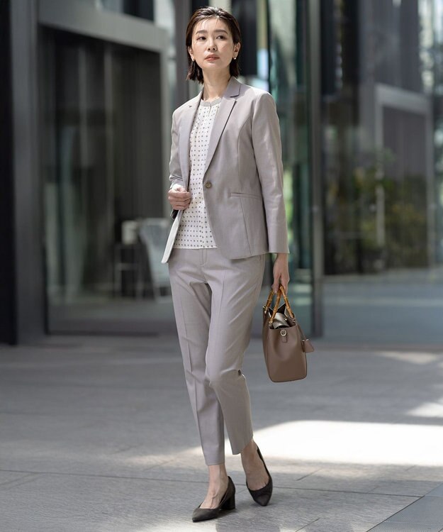 J.PRESS LADIES S 【セットアップ対応・洗える・撥水】コットンFITTY テーパード パンツ ベージュ系