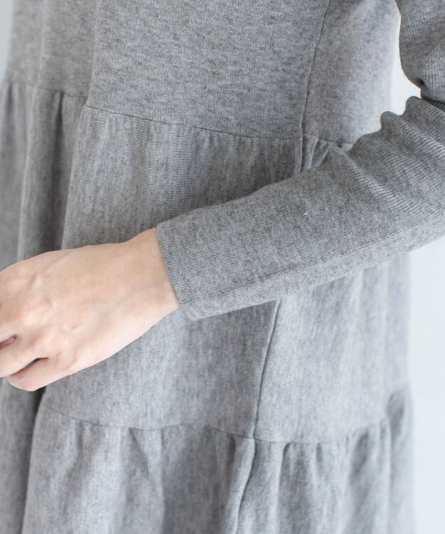 Tiaclasse L 【洗える】大人華やぐ2段ティアードニットチュニック グレー