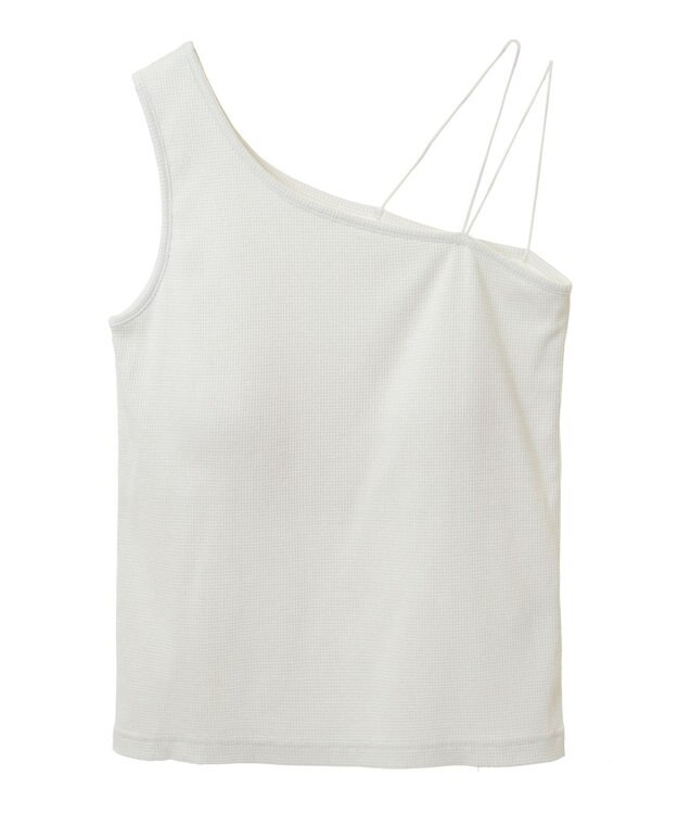 Green Parks カップ付きアシンメトリーラメタンクトップ Off White
