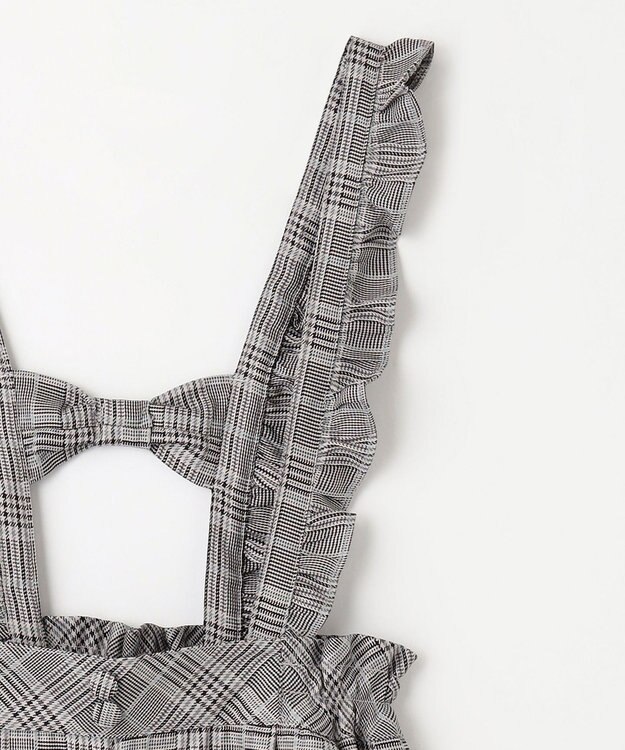 ANY KIDS フリル チェック サロペット ブラック系チェック