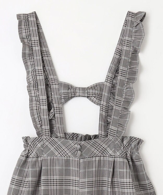 ANY KIDS フリル チェック サロペット ブラック系チェック