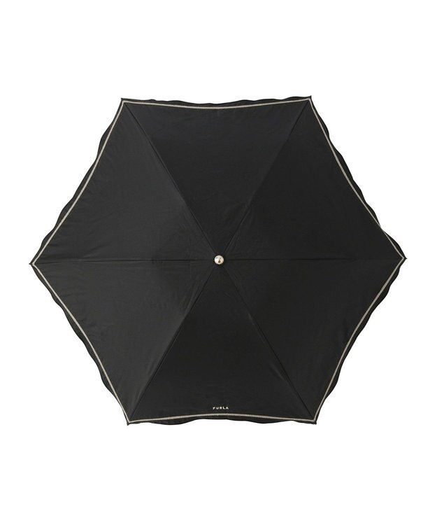 MOONBAT FURLA 晴雨兼用日傘 折りたたみ傘 ジッパー刺繍 ／遮光 遮熱 UV ブラック