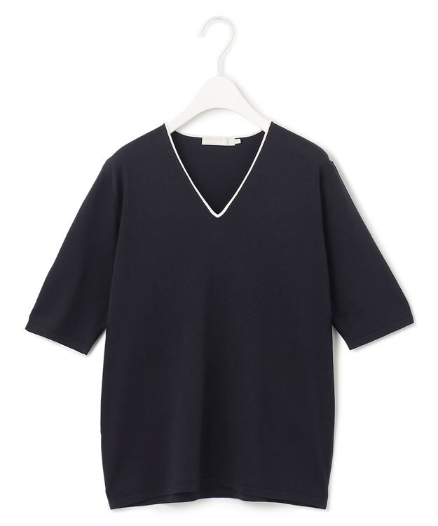 ICB L 【WEB限定カラーあり】 シンセティックハイゲージ 半袖ニット ネイビー系