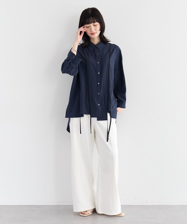 YECCA VECCA ストリングデザインシャツ Navy