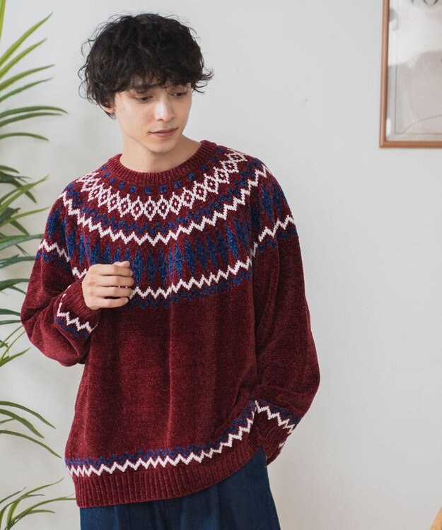 WEGO ベロアモール総柄ラグランプルオーバー 柄2