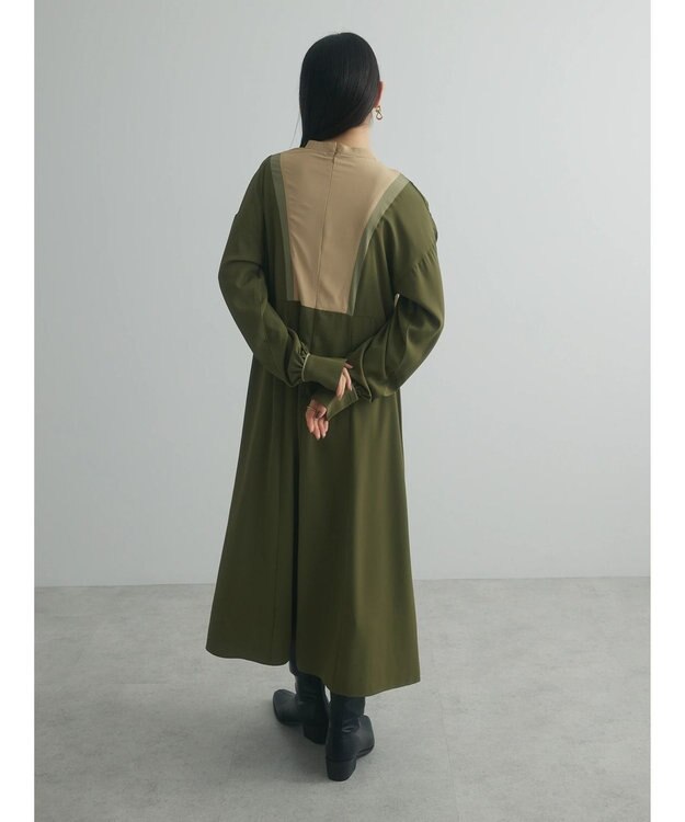 Green Parks armonia．配色パターンワンピース Khaki