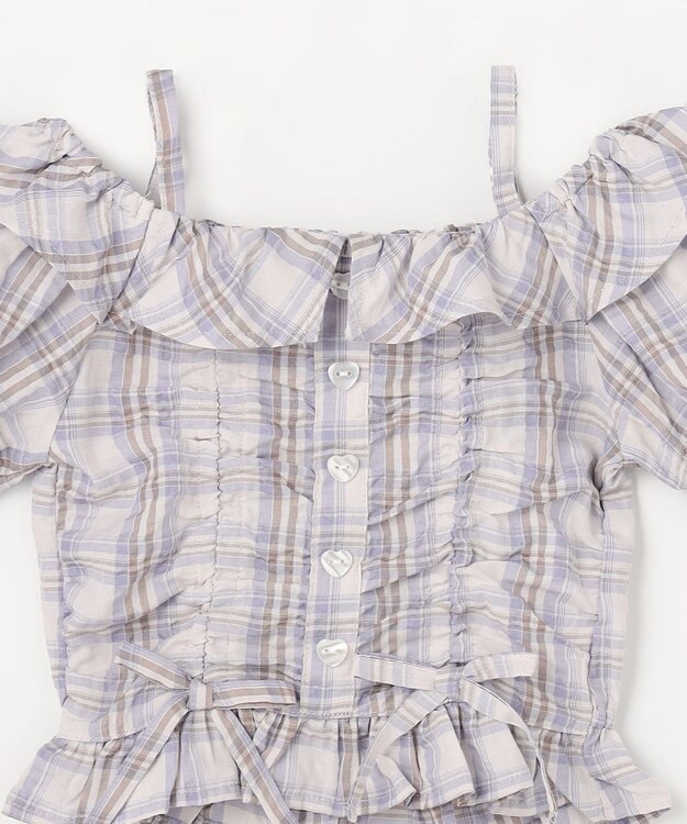 ANY KIDS 【洗濯機可能】2WAY チェックブラウス ブラウン