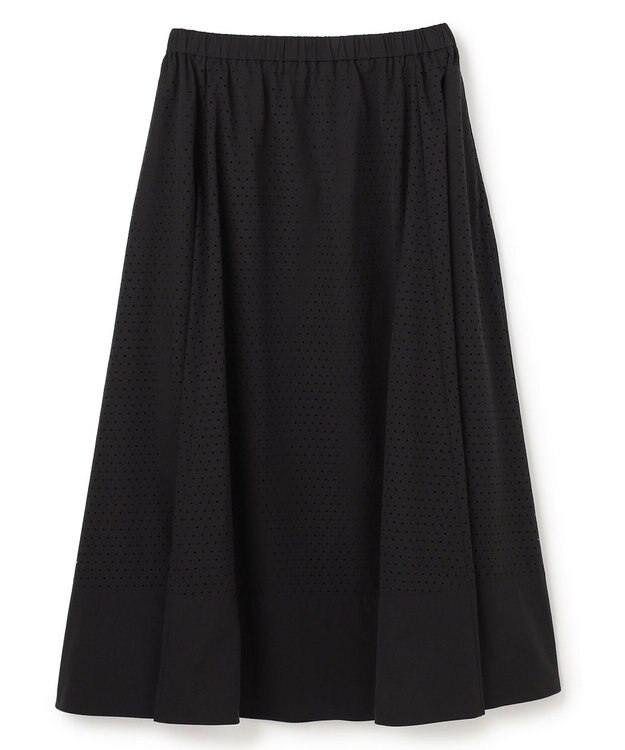 UNFILO L 【セットアップ着用可/ウエストゴム】FINE MOVE パンチング ドット スカート ブラック