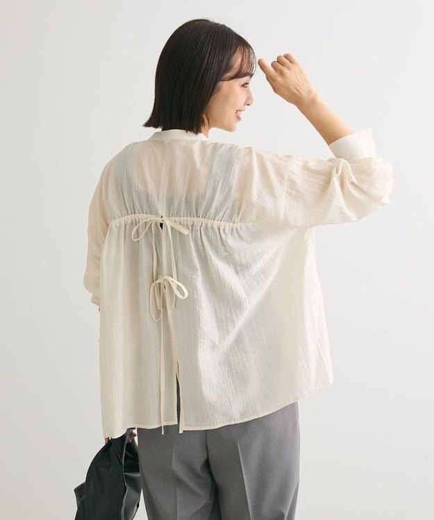 Green Parks バックシャンバンドカラーシャツ Beige