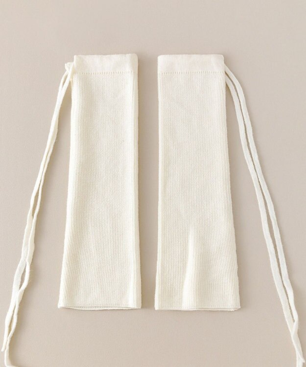 WEGO レースアップデザインニットレッグカバー オフホワイト