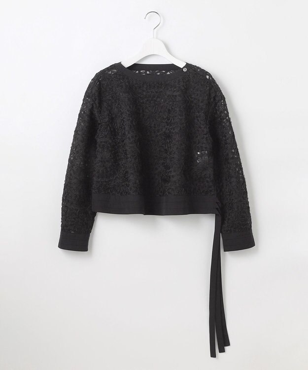 23区 【GOLD LABEL】オーガンジーテープエンブロイダリー ブラウス ブラック系