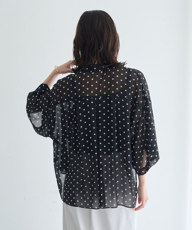 YECCA VECCA 【2点SET】キャミ付きシアードットシャツ Black