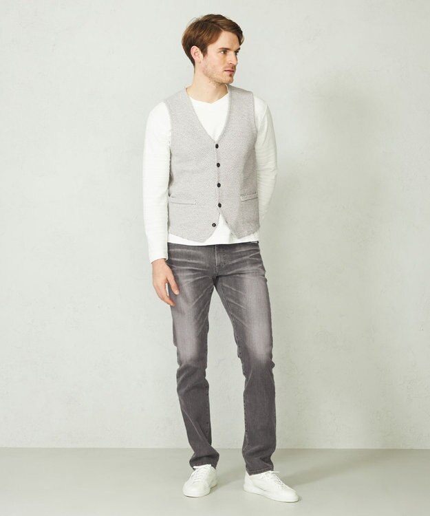 JOSEPH ABBOUD 【清涼感】洗える！ストローヤーンニット ベスト ライトグレー系