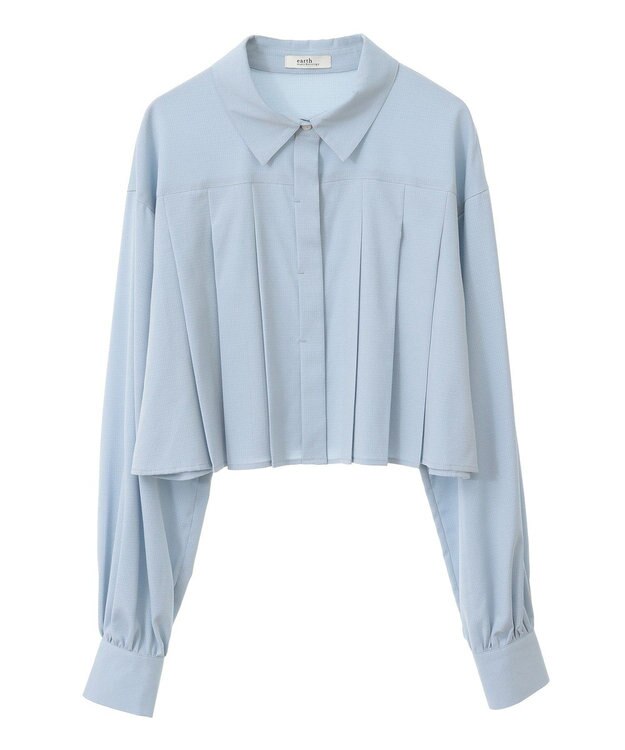 earth music&ecology タックプリーツショートシャツ Sax