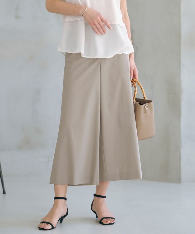 J.PRESS LADIES 【洗える】ソフトシャンブレー クロップド パンツ モカ系