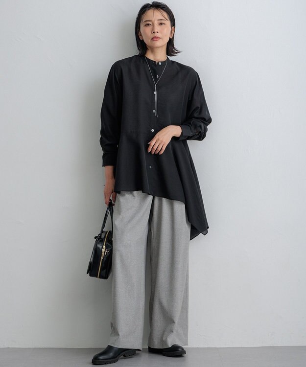 23区 S 【好評につき新色追加/洗える】イレギュラーヘム シアー ブラウス ブラック系